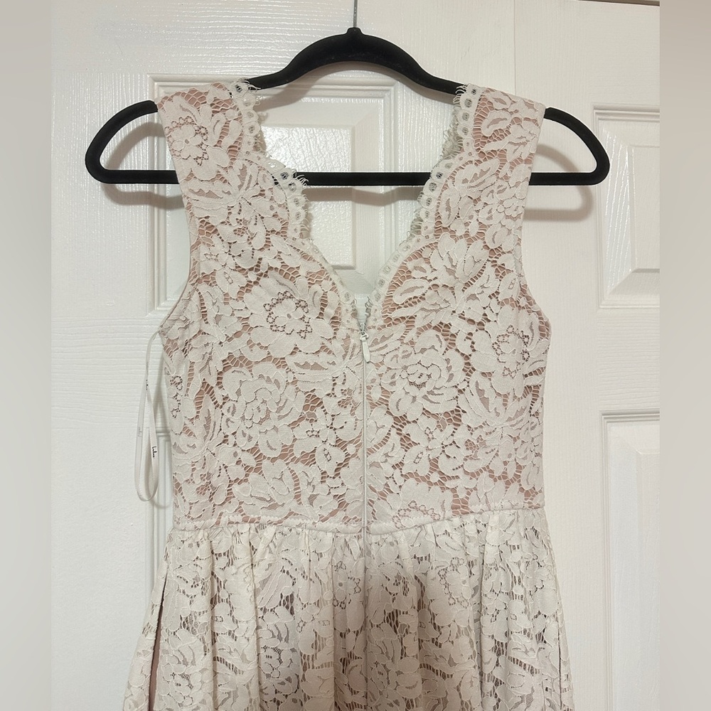 Lulus White Lace Dress Midi Size XS Extra Small, Wedding, Bridal, Bachelorette - Picture 6 of 8